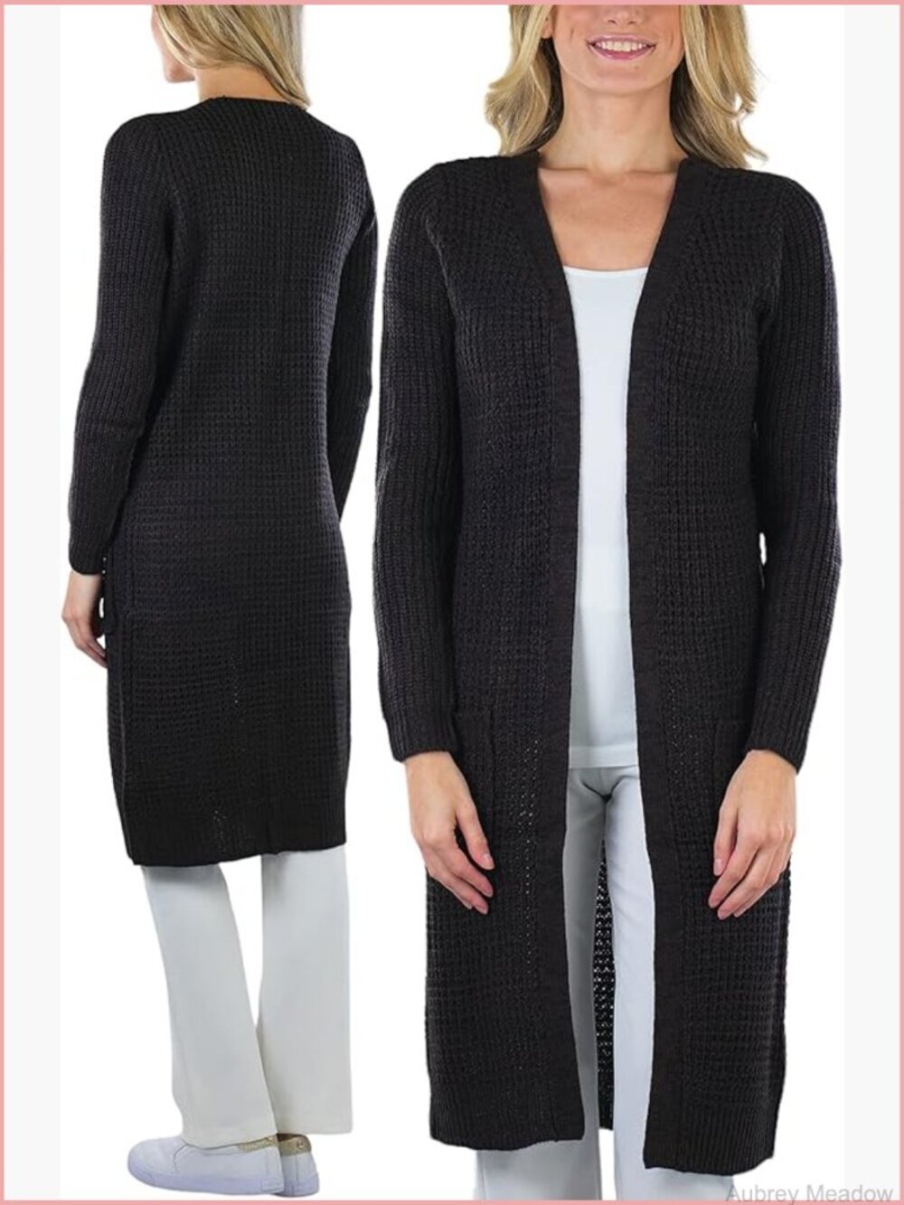 Women's Heavy Knit Long Sleeve Cardigan with Pockets
